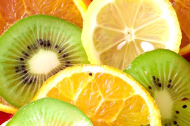 Fruit slices (lemon, kiwi, tangerine, clipart