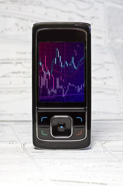 Telefon, mobilní, graf, diagram — Stock fotografie