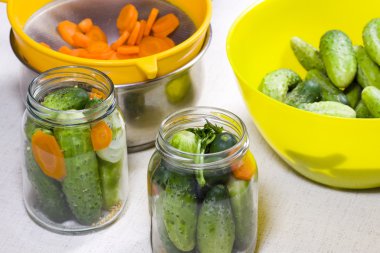 Preparation of Pickled Cucumbers and Carrots clipart