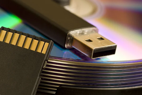 Cd, USB, cartão SD — Fotografia de Stock