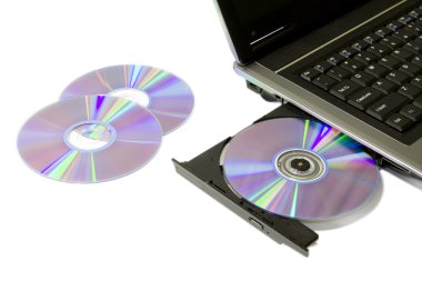 Laptop with Loaded DVD Drive clipart