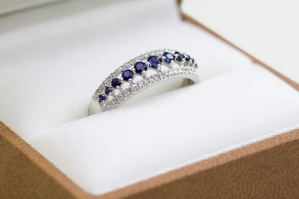 Stock image Diamond and Sapphire Engagement Ring