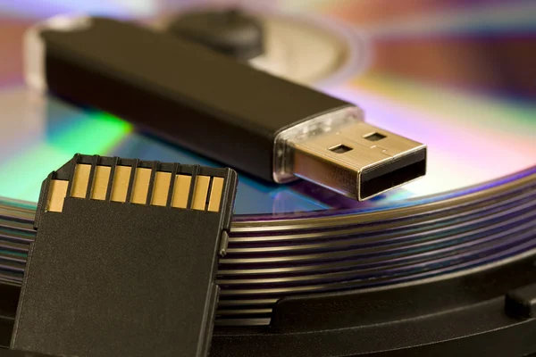 CD, USB, SD-Karte — Stockfoto