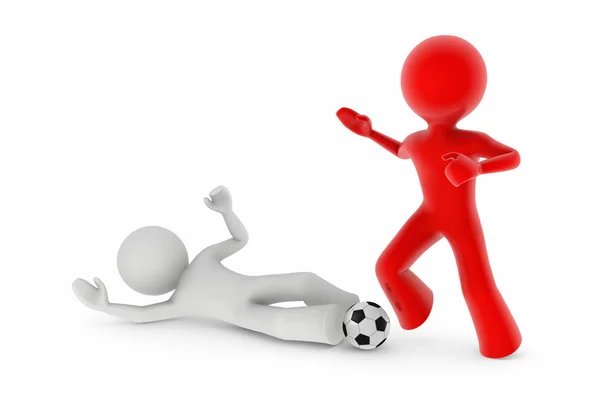 Soccer players; sliding tackle — Stock Photo, Image