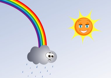 Rain and rainbow clipart