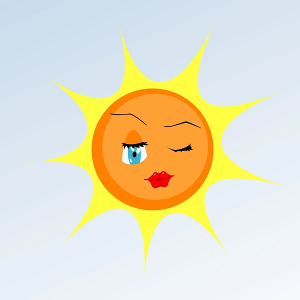 Cartoon winking sun — Stock Vector
