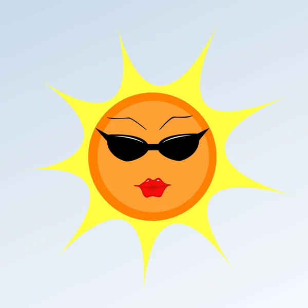 Sun wears sunglasses — Stock Vector