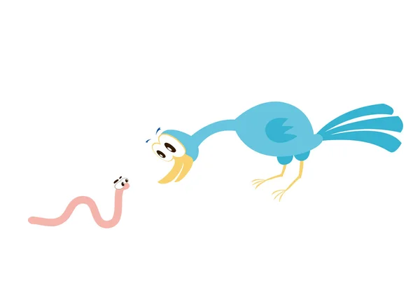 Vogel en worm — Stockvector