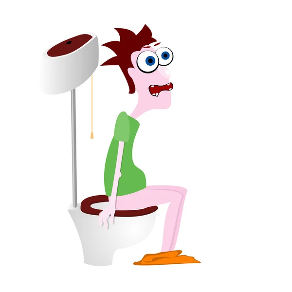 Man op de toilet pan — Stockvector