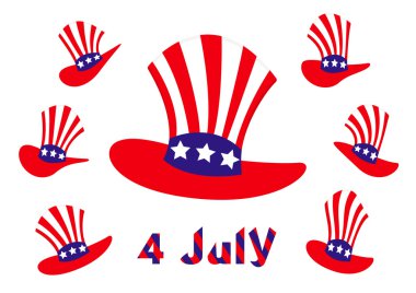 Illustration of isolated usa hats on white background clipart