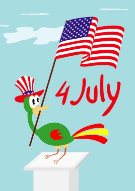 Cartoon bird with american symbols clipart