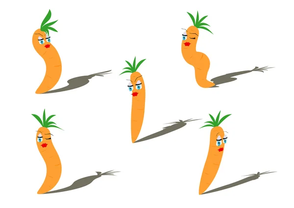 Vector set of cartoon carrots — Stock Vector