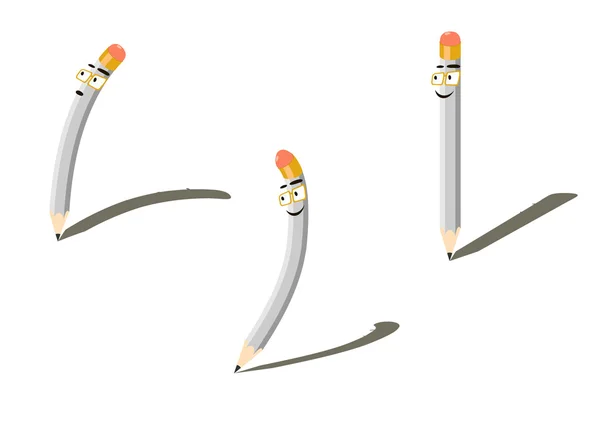 Vector set van slimme cartoon potloden — Stockvector