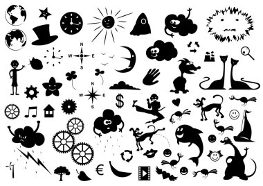 Vector set of cartoon silhouettes clipart