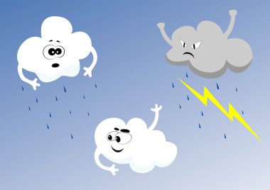 Vector set of cartoon clouds clipart