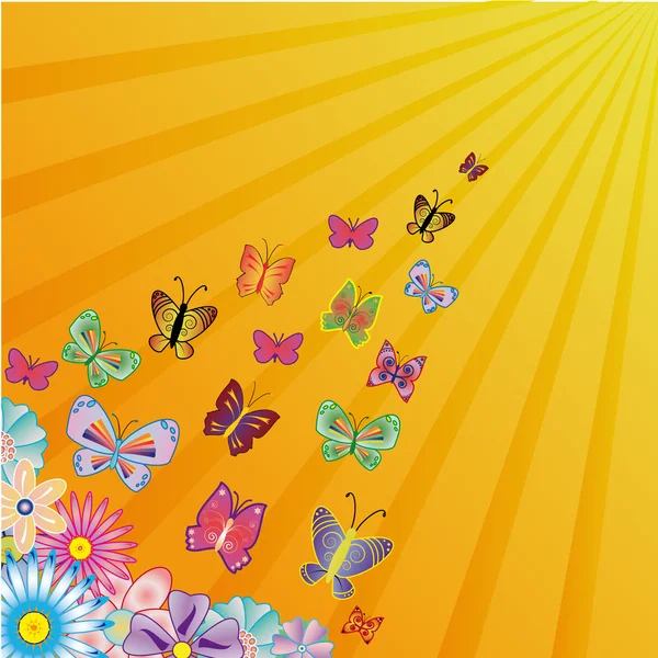 Vector achtergrond met vlinders — Stockvector