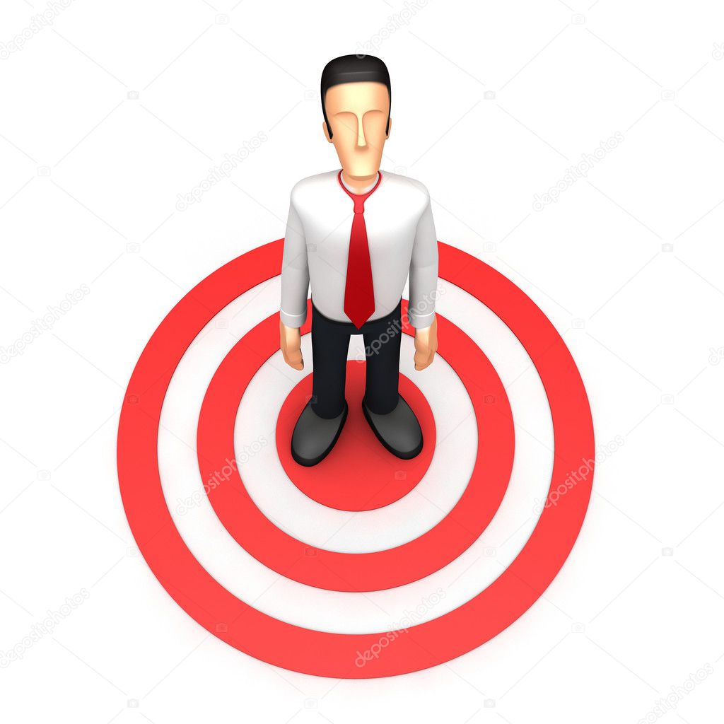 Businessman stands in the target