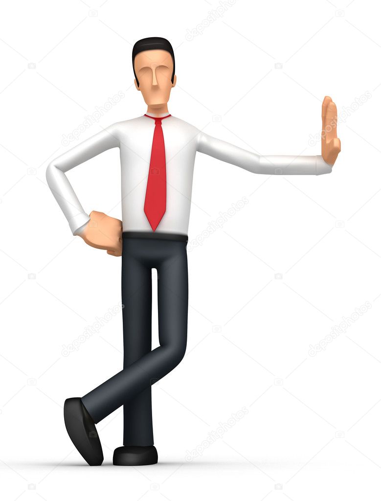 Businessman stands next to a blank place