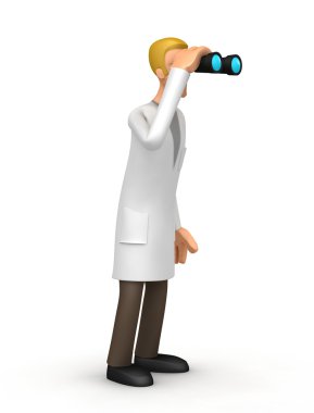 Doctor looking through binoculars clipart