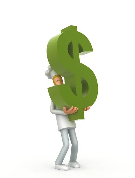 Chef with dollar — Stock Photo, Image