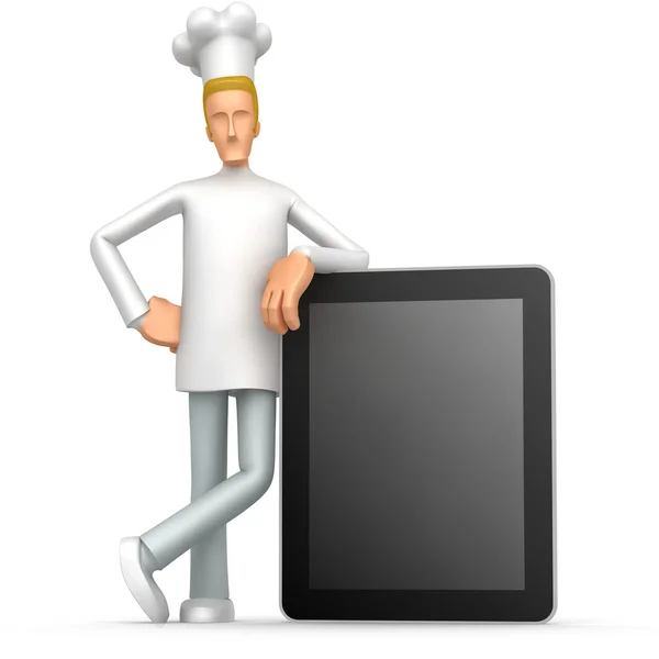 Kock med en dator enhet — Stockfoto