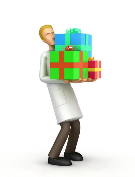 Arzt mit Geschenken — Stockfoto