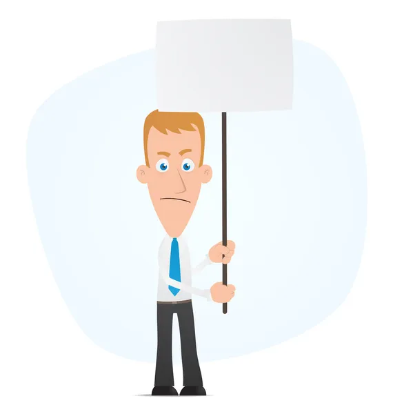 Manager standing with placards — Stock Vector