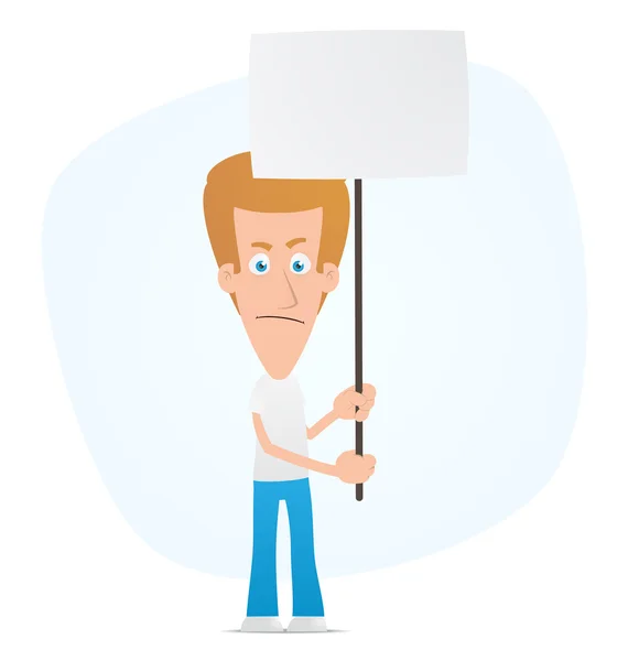 Casual man standing with placards on the picket — Stock Vector