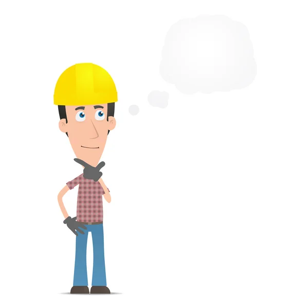 Pensive builder — Stock Vector