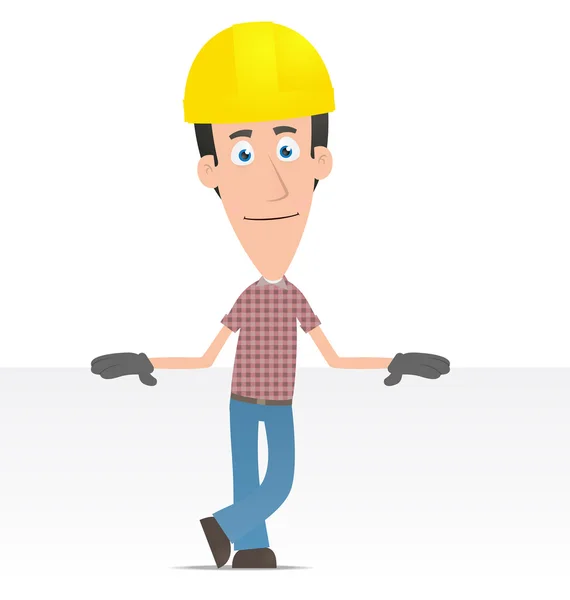 Builder stands next to a blank place — Stock Vector