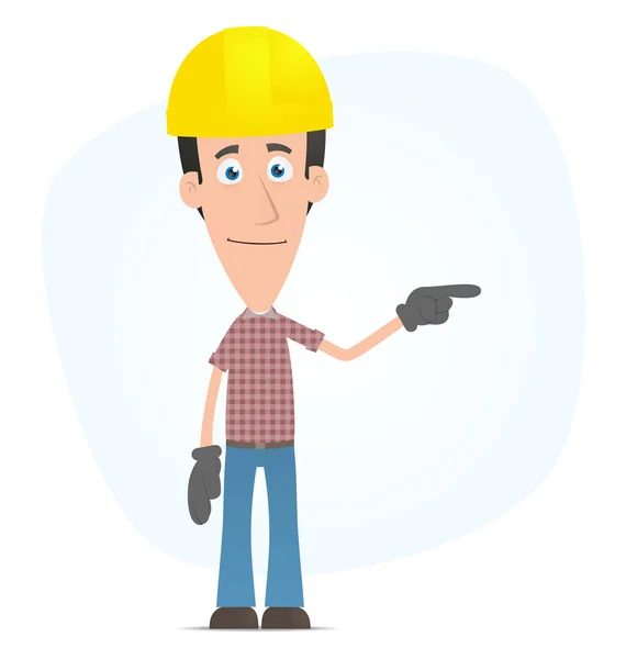 stock vector Builder points his finger at the top