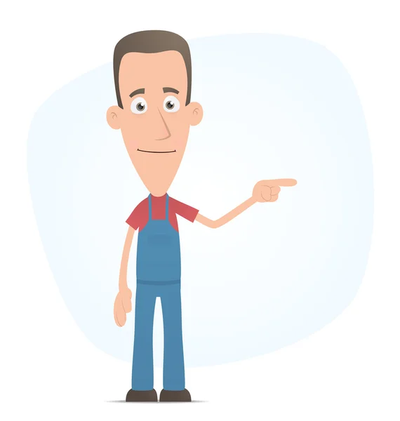 stock vector Mechanic points his finger in the side