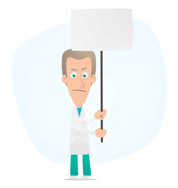 Γιατρός που στέκεται με πλακάτ για το Παλούκι — Διανυσματικό Αρχείο