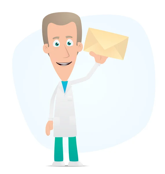 Γιατρός που στέκεται με ένα γράμμα — Διανυσματικό Αρχείο