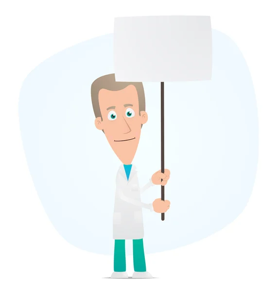 Γιατρός τοποθετεί πάνω από ένα πανό — Διανυσματικό Αρχείο
