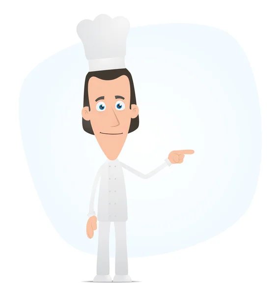 Chef points his finger in the side — Stock Vector