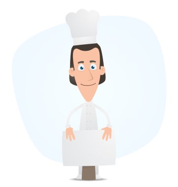 Chef is behind blank board clipart