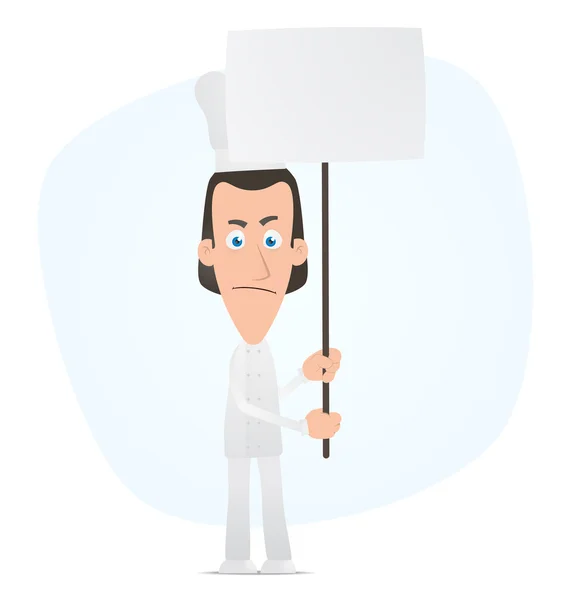 Chef standing with placards on the picket — Stock Vector