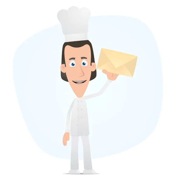 Chef standing with a letter — Stock Vector