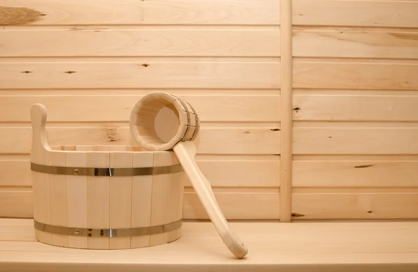 stock image Basin and ladle from a tree for a bath