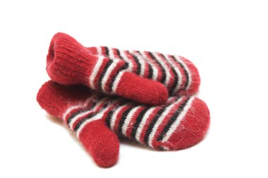 Warm children's mittens from a wool clipart