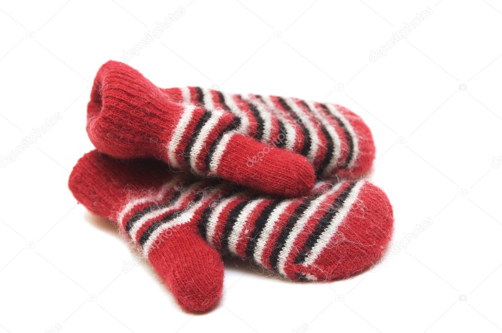 Warm children's mittens from a wool