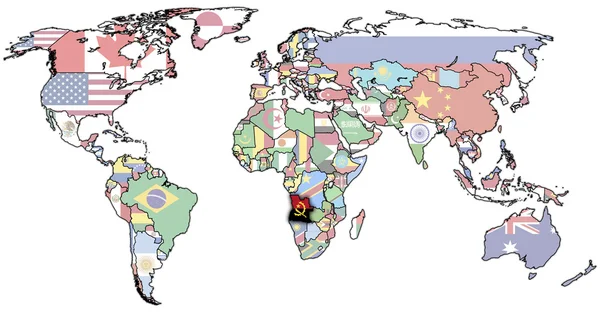 Ангола на карте мира — стоковое фото