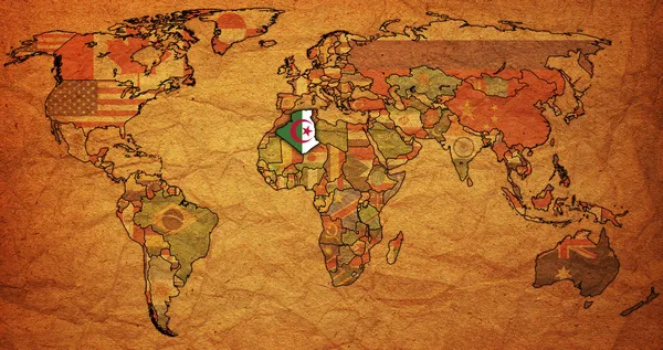 오래 된 종이 세계 지도 알제리 — 스톡 사진