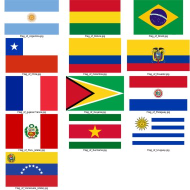 Flag of south american countries clipart