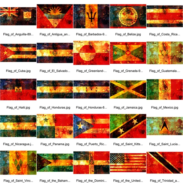 Stare flagi państw Ameryki Północnej — Zdjęcie stockowe