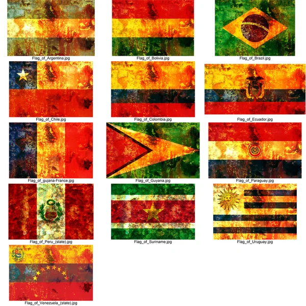 Bandeira antiga de países da América do Sul — Fotografia de Stock