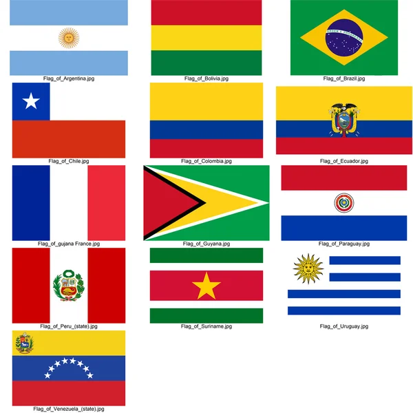 南美国家的旗帜 — 图库照片