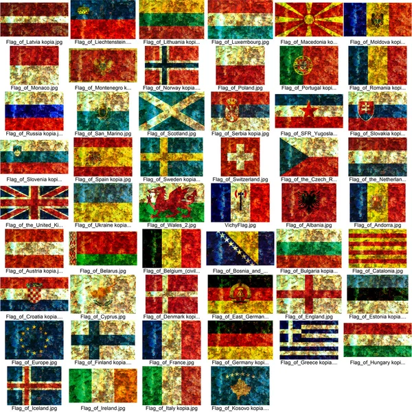 Старе прапор європейських країн — стокове фото