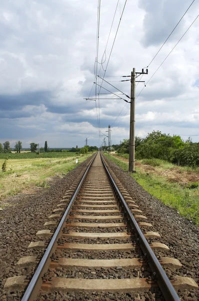 stock image Straight railway leads to the horizon